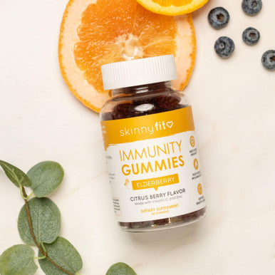 SkinnyFit Immunity Gummies w/Vitamin C, Zinc, & Elderberry, Helps Boost Immunity, Healthy Aging, Antioxidant Support, Vegan-Friendly, 60 Count