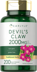 Carlyle Devils Claw 2000 Mg | 200 Capsules | Concentrated Root Extract | Devils Claw Herbal Supplement | Non-Gmo, Gluten Free Sup
