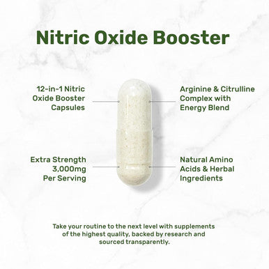 Deal Supplement Nitric Oxide Booster 3000mg Per Serving 300 Capsules 12 in 1 Nitric Oxide Supplement Arginine & Citrulline Complex with Energy Blend Marshmallow Root Promotes Nutrient Flow to Muscles &Heart