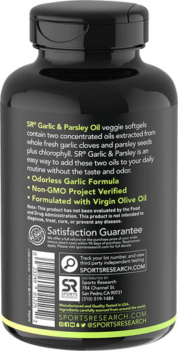 Odorless Garlic Oil Pills 1000mg with Parsley Chlorophyll NonGMO Verified Vegan Gluten 150 PlantGels
