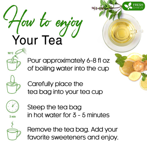 FreshDrinkUS, Premium 50 Mulberry Leaf Tea Bags, 100% Natural & Pure from Mulberry Leaves. Herbal Tea. Made with Natural Material Tea Bags. No Sugar, No Caffeine, No Gluten, Vegan.