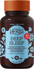 Herbs Etc. Deep Sleep Softgels Holistic Bedtime Supplement for Calming Sleep Aid Chamomile Lemon Balm Extract & Passionflower