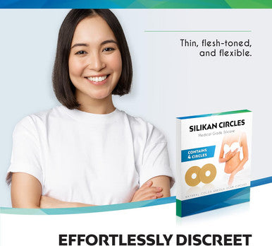Areola Silicone Scar Gel Circles Sheets 2 Pair(4 Medical Grade Sheets)2Mth Reusable Silicon Sheet/Disc Tape Strips Heal Restore Breast Surgery Nipple Scar Mastectomy Breast Reduction Supplies Silikan
