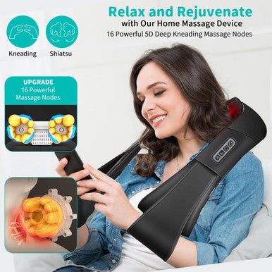 Gifts For Dad - Neck Massager For Pain Relief Deep Tissue - Shiatsu Back And Neck Massager With Heat - 4D Kneading Electric Massage Pillow For Shoulder, Back, Foot, Body Muscle Pain Relief