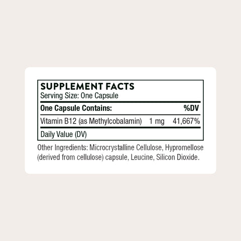 Thorne - Vitamin B12 - As Methylcobalamin - Supports Heart & Nerve Health Blood Cell Function Restful Sleep & Methylation - Third-Party Certified - Gluten Dairy & Soy-Free 60 Capsules