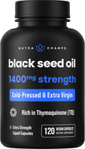 Organic Black Seed Oil Capsules | 120 Vegan Softgel Black Cumin Seed Oil Capsules | 1400Mg Per Serving Virgin Cold Pressed Nigella Sativa Oil Pills With Thymoquinone & Vitamin E Rich In Omega 3 6 9