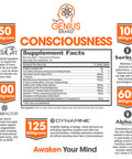 Genius Consciousness, Super Nootropic Brain Supplement Powder, Mango - Boost Focus, Cognitive Function, Concentration & Memory Booster - Alpha GPC & Lions Mane Mushroom for Neuro Energy & IQ