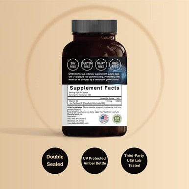 P5P Vitamin as Pyridoxal 5 Phosphate 100mg 180 Capsules Activated P5P Vitamin B6 Supplements Support Brain Health Memory Function No GMOs