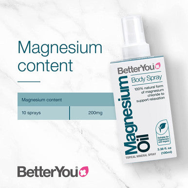 BetterYou Pure and Clean Magnesium Spray with Magnesium Chloride, 31% Concentration, 3.4 Fl Ounce (600 Sprays)
