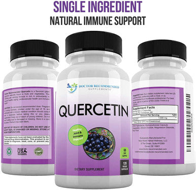 Quercetin 1000mg Per Serving 120 Veggie Capsules Vitamin Supplement to Support Cardiovascular Health Immune Response and Antiinflammatory 60 Day Supply Vegan and NonGMO