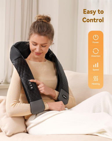Knqze Neck Massager With Heat Neck Massager For Pain Relief Deep Tissue 4D Deep Tissue Kneading Massage For Back Leg Full Body Muscle Pain Relief Ergonomic Design Ideal For Women Men Not Cordless