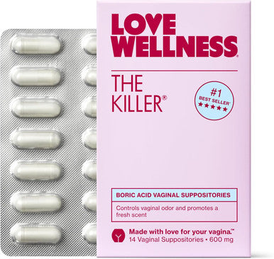 Love Wellness 600mg Boric Acid Vaginal Suppositories For internal use Fragrance free paraben free Individually wrapped for freshness Capsule shaped design Women s wellness