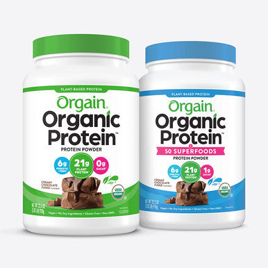 Orgain Bundle Chocolate Protein Powder and Chocolate Protein Superfoods Powder Vegan Made without Dairy Gluten and Soy NonGMO