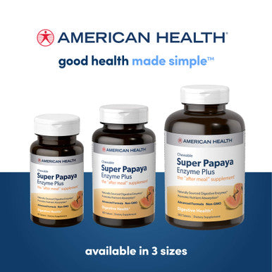 American Health Super Papaya Plus Digestive Enzyme Chewable Tablets Natural Papaya Flavor - Helps With Digestion & Nutrient Absorption Contains Papain & Other Enzymes - 360 Count 120 Total Servings