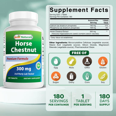 Best Naturals Horse Chestnut extract 300 mg 180 Tablets