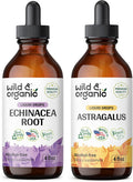 Wild & Organic Echinacea Tincture 4 Fl Oz & Astragalus Tincture 4 Fl Oz