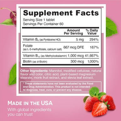 Ez Melts Dissolvable Energy, Memory & Mood Enhancer, Blend Of B-Vitamins, Sugar-Free, 2-Month Supply