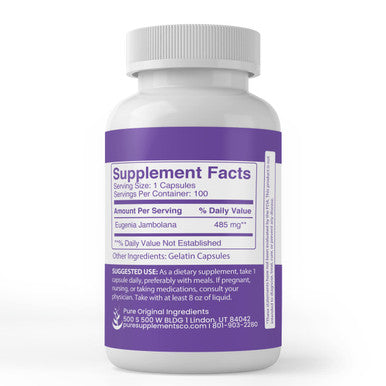 PURE ORIGINAL INGREDIENTS Jamun Seed Capsules (100 Capsules) Always Pure, No Additives Or Fillers, Lab Verified