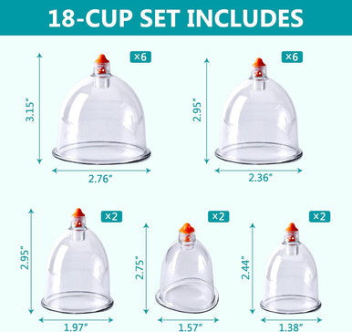 Ditind Cupping Therapy Set, 18 Pcs Cupping Set, Professional Cupping Kit For Massage Therapy, Portable Cupping With Case, Pump Suction Cups For Cellulite Muscle Pain Relief Physical Therapy.