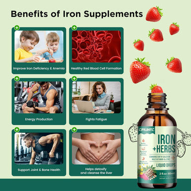 Liquid Iron Supplement For Women, Men, Iron Drops With Women'S Health Herb Blend, Calcium, Zinc & Multivitamin - Support Blood Builder, Skin, Energy, Immune For Iron Deficiency, Anemia, Vegan 2 Fl Oz