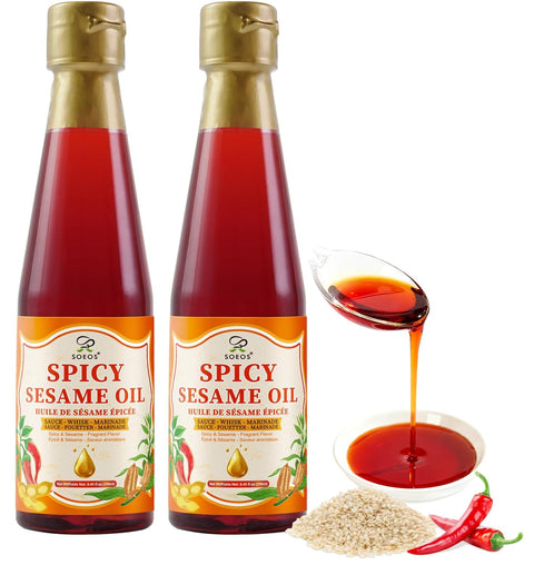 Soeos Sesame Oil Toasted Sesame Seed Oil 8.45 Fl Oz (250 ml) Pack of 2 Total 500 ml Nutty Flavor Perfect for Asian Food Noodles Soup Baking and StirFry