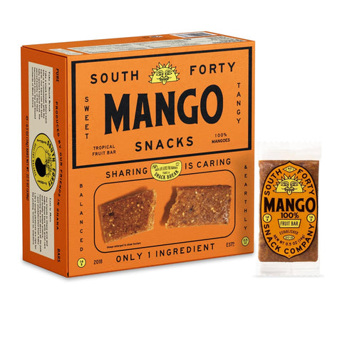 South 40 Snacks Tropical Pineapple Mango Lime Fruit Bar, just 3 Ingredients, Real Dried Fruit Leather (35g Bar, Pack of 18)