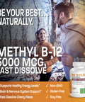 Bronson Methyl B12 5000 Mcg Vitamin B12 Methylcobalamin Energy & Brain Support 60 Lozenges