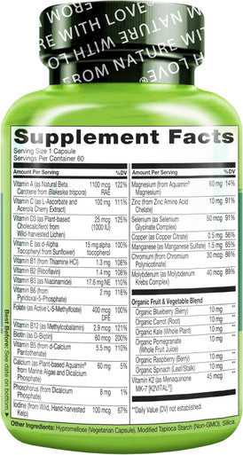 Naturelo Mens Multivitamins For Men 50+ One Daily Multivitamin For Men With Vitamins Minerals and Organic Whole Foods Non-Gmo 60 Vegetarian Capsules