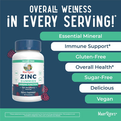 Maryruth Organics Zinc Gummies by | Zinc Supplements | Immune Support Supplement | Essential Mineral | Pectin Based | Overall Health & Wellness | Ages 14 & Up | Vegan | Non GMO | 30 Servings