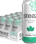 Steaz Organic Green Tea Zero Calorie Raspberry (12 Pack) Antioxidant Brew 65mg Natural Caffeine Vitamin C Stevia Sweetened Iced Tea Vegan Fair Trade 12 Cans 16 fl oz (473mL)