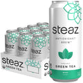 Steaz Organic Green Tea Zero Calorie Raspberry (12 Pack) Antioxidant Brew 65mg Natural Caffeine Vitamin C Stevia Sweetened Iced Tea Vegan Fair Trade 12 Cans 16 fl oz (473mL)