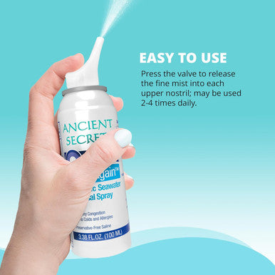 ANCIENT SECRETS Saline Nasal Spray - Breath Again Hypertonic Seawater Nasal Spray, Allergy & Sinus Relief, Nasal Congestion Moisturizer, 3.38 Fl Oz