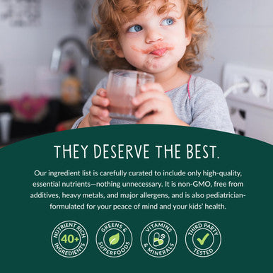 Beam Kids All in One Superfood Powder Nutritional Shake Organic Greens Probiotics Vitamins Immune Support Gut Health Superfood Drink Daily Nutrition for Children No Artificial Sweeteners