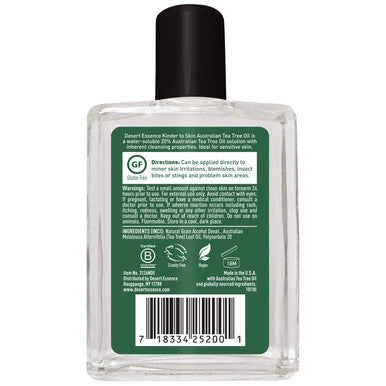 Desert Essence Kinder to Skin Australian Tea Tree Oil - 4 Fl Ounce - Soothes Stings & Minor Insect Bites - Blemishes - Water Soluble - Essential Oil - Refreshing - Natural Glow - No Parabens