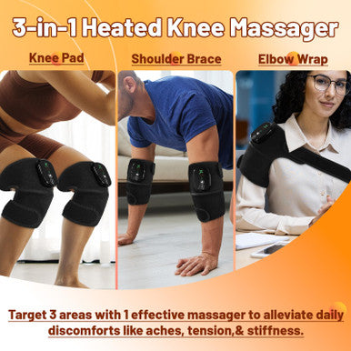 Langskip'S Cordless Knee Heating Pad3 In 1 Rechargeable Heated Knee Brace3 Heat Levels And 3 MassagesElbow & Shoulder For Arthritis Pain ReliefElectric Supports Wraps For Joints For Men Women 2Pcs