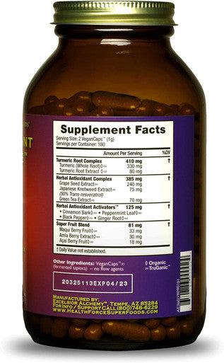 HealthForce SuperFoods Antioxidant Extreme - 360 VeganCaps - Pack of 2 - All-Natural Turmeric Root Complex - Supports Immune & Cognitive Functions - Kosher & Gluten Free - 360 Total Servings