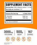 Bulksupplements.Com L-Citrulline Malate 2:1 Powder - L Citrulline Malate Supplement, Citrulline Malate Powder - Unflavored & Gluten Free - 3G Per Servings, 500G (1.1 Lbs) (Pack Of 1)