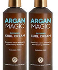Argan Magic Defining Curl Cream - Enhances Waves & Curls While Adding Definition Conditions Detangles Reduces Frizz Enriched With Biotin Made In Usa Paraben (8.5 Oz / 250 Ml / 2 Pack)