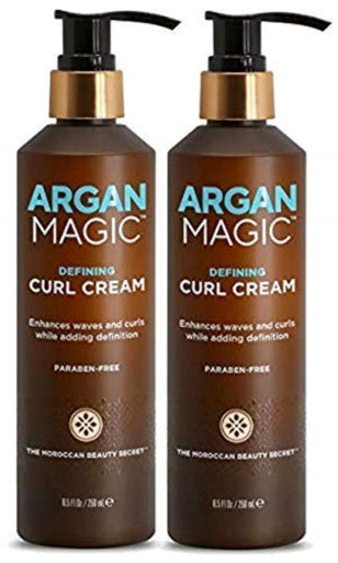 Argan Magic Defining Curl Cream - Enhances Waves & Curls While Adding Definition Conditions Detangles Reduces Frizz Enriched With Biotin Made In Usa Paraben (8.5 Oz / 250 Ml / 2 Pack)