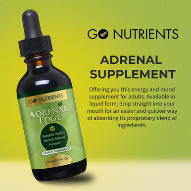 Go Nutrients Adrenal Edge - Cortisol Manager & Adrenal Support Supplement - Energy, Relaxation, Fatigue And Stress Relief - 9 Pow