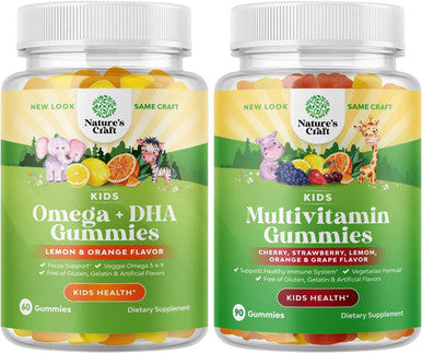 Bundle Of Omega 3 Gummies - Plant Based Kids Multivitamin Gummies For Kids - - Perfect Dha Omega 3,6,9 Gummies That Supports Bones - - Multivitamin For Kids Immunity Support