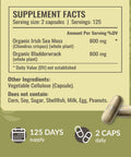 HERBAMAMA Sea Moss and Bladderwrack Capsules 1600mg Irish Sea Moss for Immune Support Vegan NonGMO Immunity Supplement for Overall Support