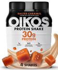 Oikos Protein Shake, Salted Caramel, 30g High Protein Drinks, Shelf Stable, Ready to Drink, 5g Prebiotic Fiber, 12 fl oz Bottle, 12 Count