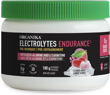 Organika Electrolyte Endurance - Sugar Pre-Workout Supplement With Beta-Alanine And L-Carnitine - Cherry Frost Flavour - 180G, 30 Servings