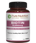 Pure Nutrition Biotin 10000Mcg With Sesbania Bamboo & Amla Extract 120 Tabs Natural Biotin 10000Mcg Supplement Non Gmo Gluten Free
