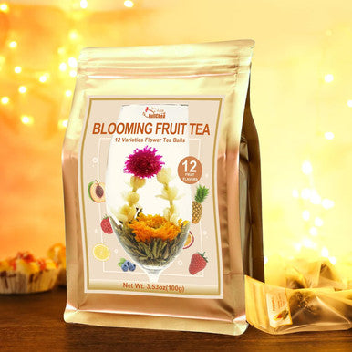 Fullchea - Blooming Flowering Tea 12 Unique Varieties - Flowering Tea in 12 Delicious Fruit Flavors - For Tea Lovers Christmas Anniversary Valentine Birthday