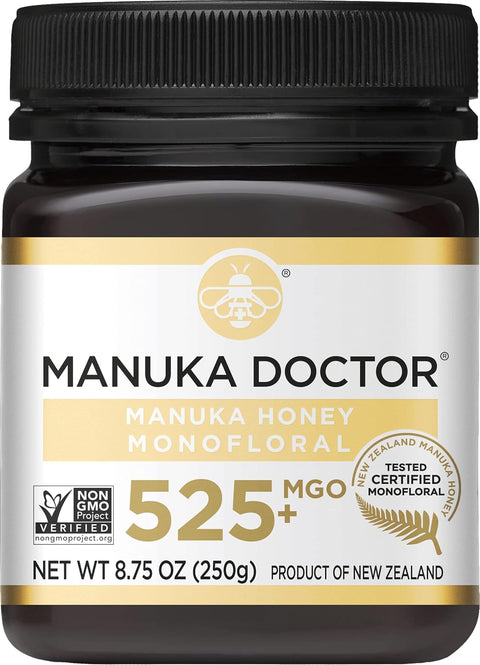 Manuka Doctor - MGO 525+ Manuka Honey Monofloral, 100% Pure New Zealand Honey. Certified. Guaranteed. Raw. Non-GMO (17.6 oz)