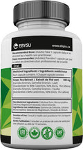 EBYSU Green Tea Extract with EGCG Antioxidant Supplement 500mg Capsules - 120 Day Supply