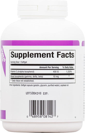 Natural Factors Mixed Vitamin E 400 IU Antioxidant Support for Cardiovascular and General Health 240 softgels 240 servings