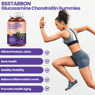 BSSTABBON Glucosamine Chondroitin Gummies With Msm Elderberry Supplement For Men And Women 60Gummies